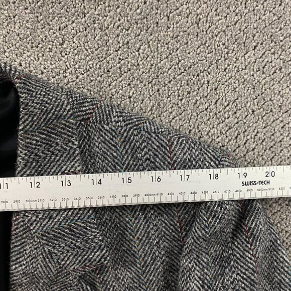 Vintage Harris Tweed Wool Tweed Herringbone Blazer Sport Coat Mens 46 SHORT Gray - Picture 12 of 16